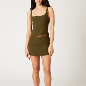 NIA Serenity Tank Ariel Skort 2 Piece Set Womens Small Olive Green Top Shorts
